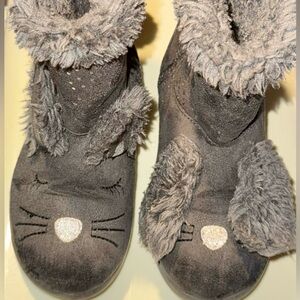 Cute Bunny boots side Zip gray fur lined warm little girls size 11